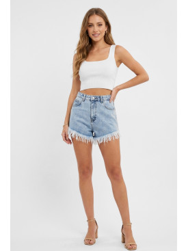 Шорты женские джинсовые голубого цвета 8046 215506C Шорты женские джинсовые голубого цвета 8046 215506C