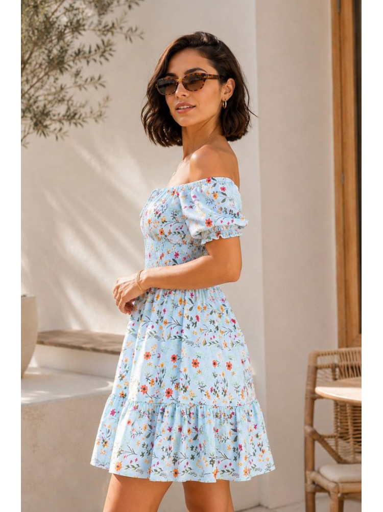 Платье женское голубого цвета с принтом 904-2 216275C