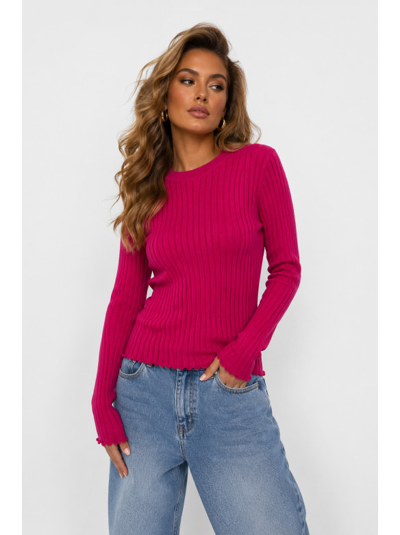Светр жіночий однотонний малинового кольору 124 217036C