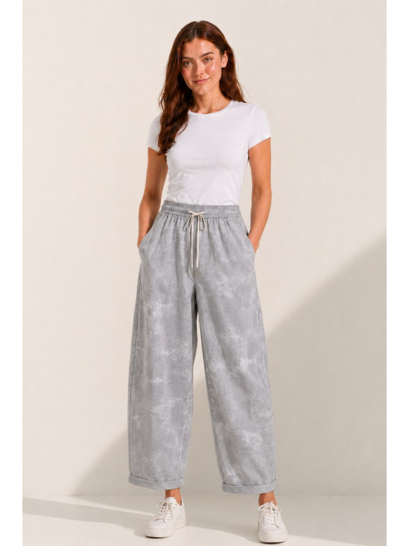 Штаны женские полубатальные светло-серого цвета А 4133-2 217475C