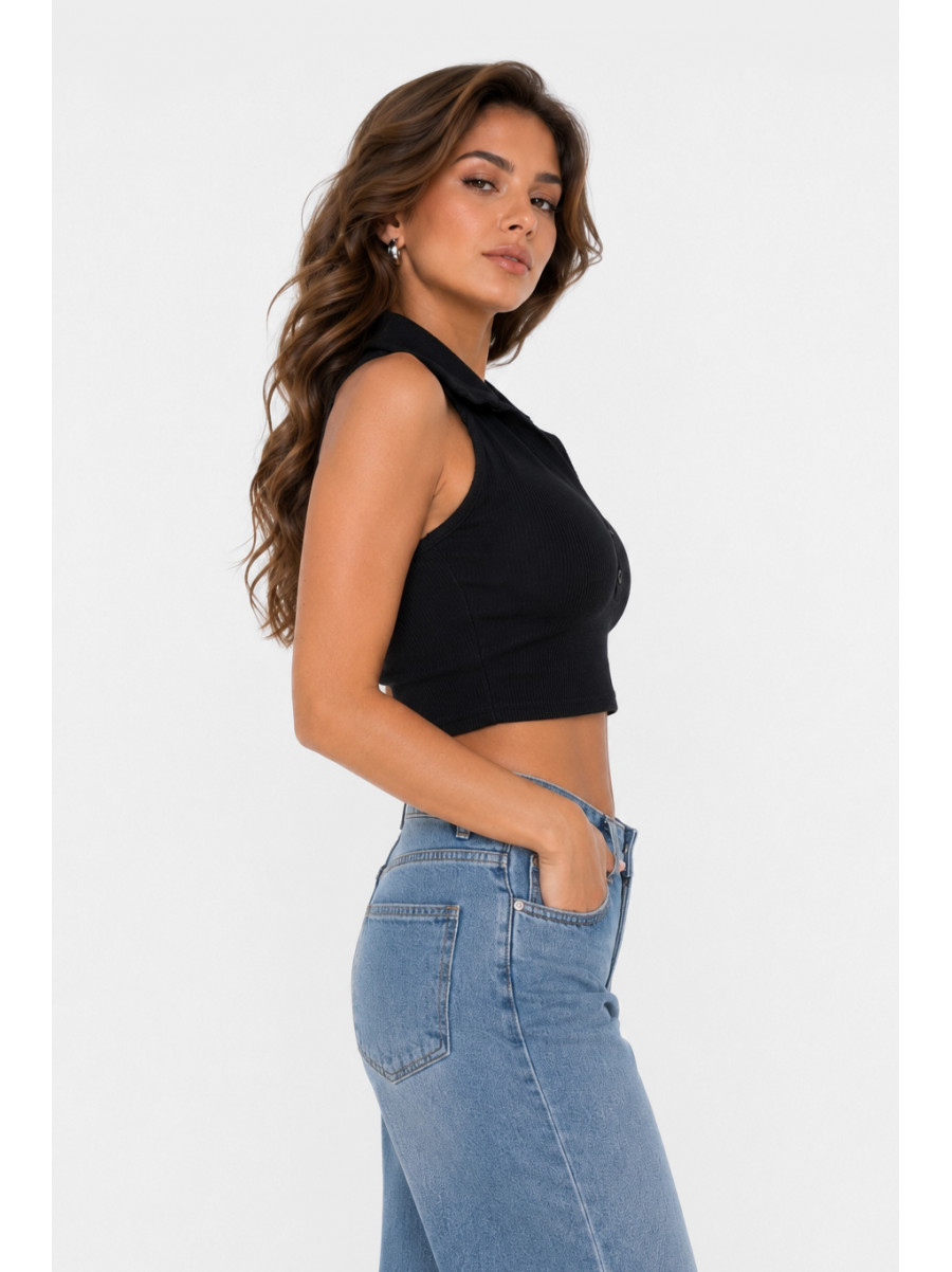 Топ женский однотонный черного цвета 217578C