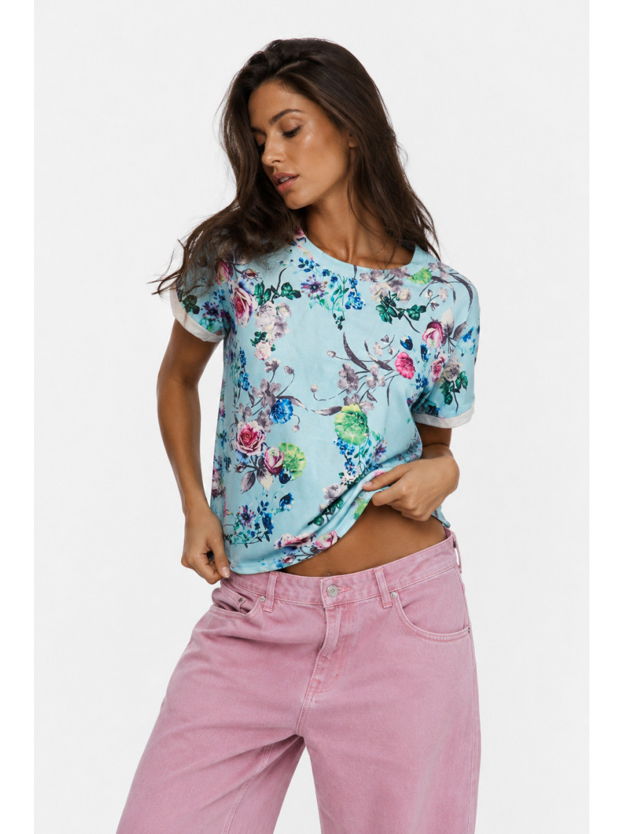 Футболка жіноча блакитного кольору з принтом 217784C