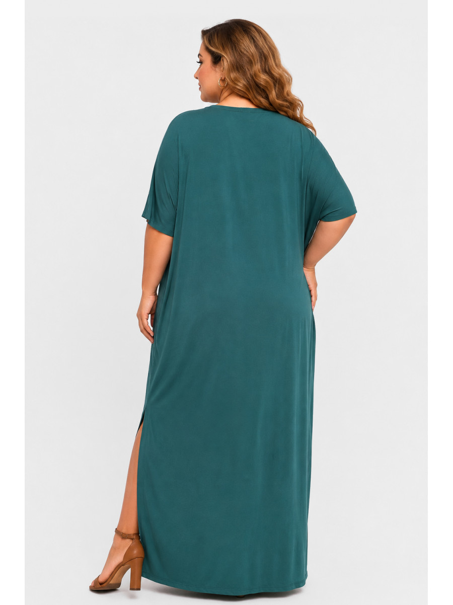 Платье женское батальное зеленого цвета с принтом 1283 217892C
