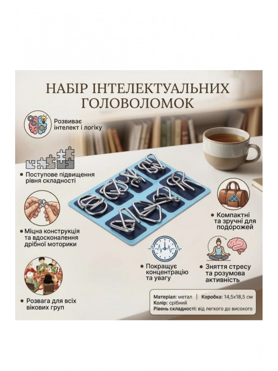 Інтелектуальні головоломки тип 2 Wire Puzzles 8 штук 218167C