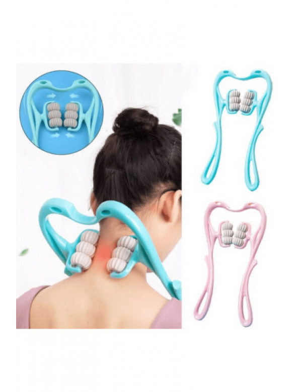 Ручной роликовый массажер для шеи и тела Hexiang Neck Massager розового цвета 218250C
