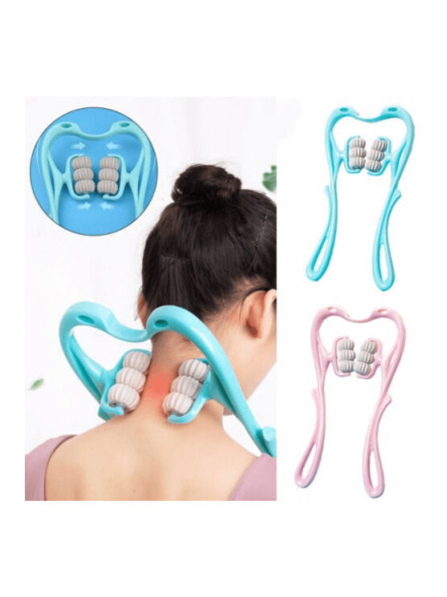 Ручной роликовый массажер для шеи и тела Hexiang Neck Massager розового цвета 218250C