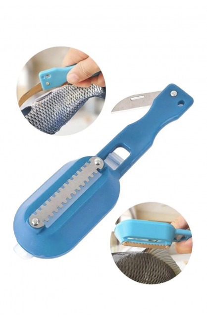 Рыбочистка с ножом и контейнером Killing-fish Knife голубого цвета 218263C