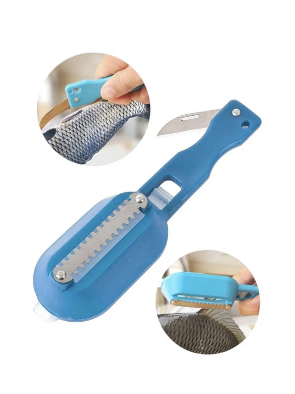 Рыбочистка с ножом и контейнером Killing-fish Knife голубого цвета 218263C