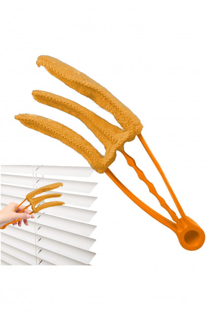 Щетка для чистки жалюзи Window Blind Duster Brush Cleaner оранжевого цвета 218265C