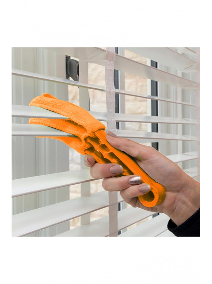 Щетка для чистки жалюзи Window Blind Duster Brush Cleaner оранжевого цвета 218265C