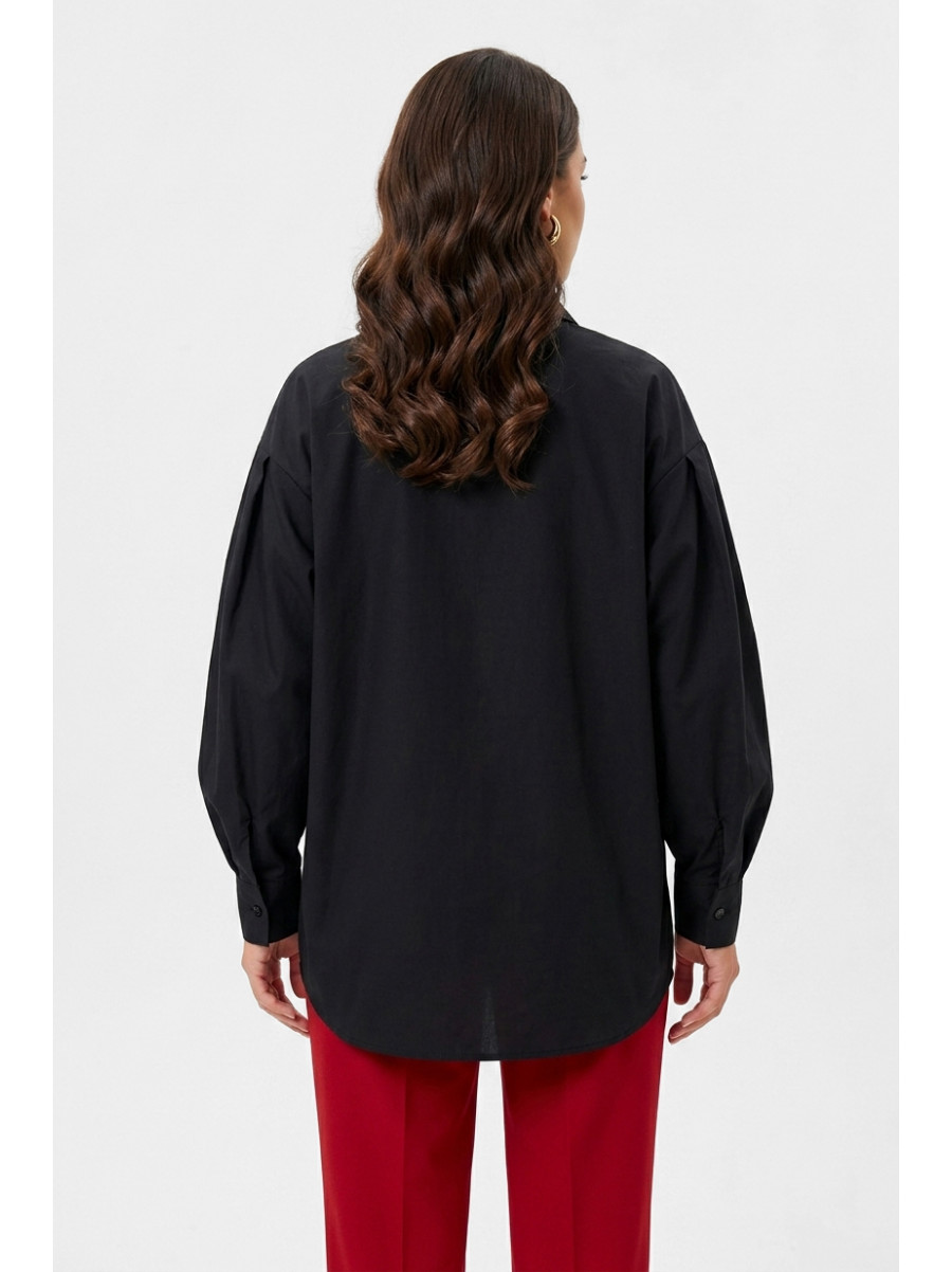 Рубашка женская однотонная черного цвета 218295C