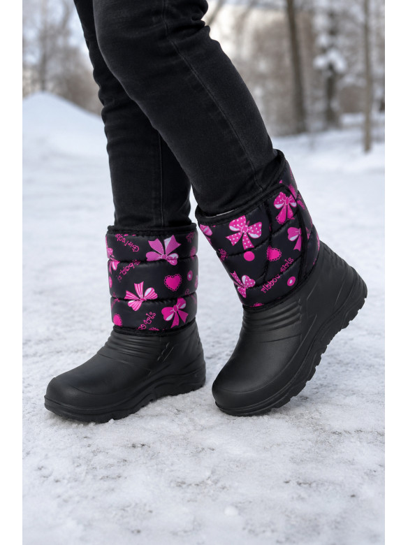 Дутики детские на меху черного цвета дс-8/1 218696C