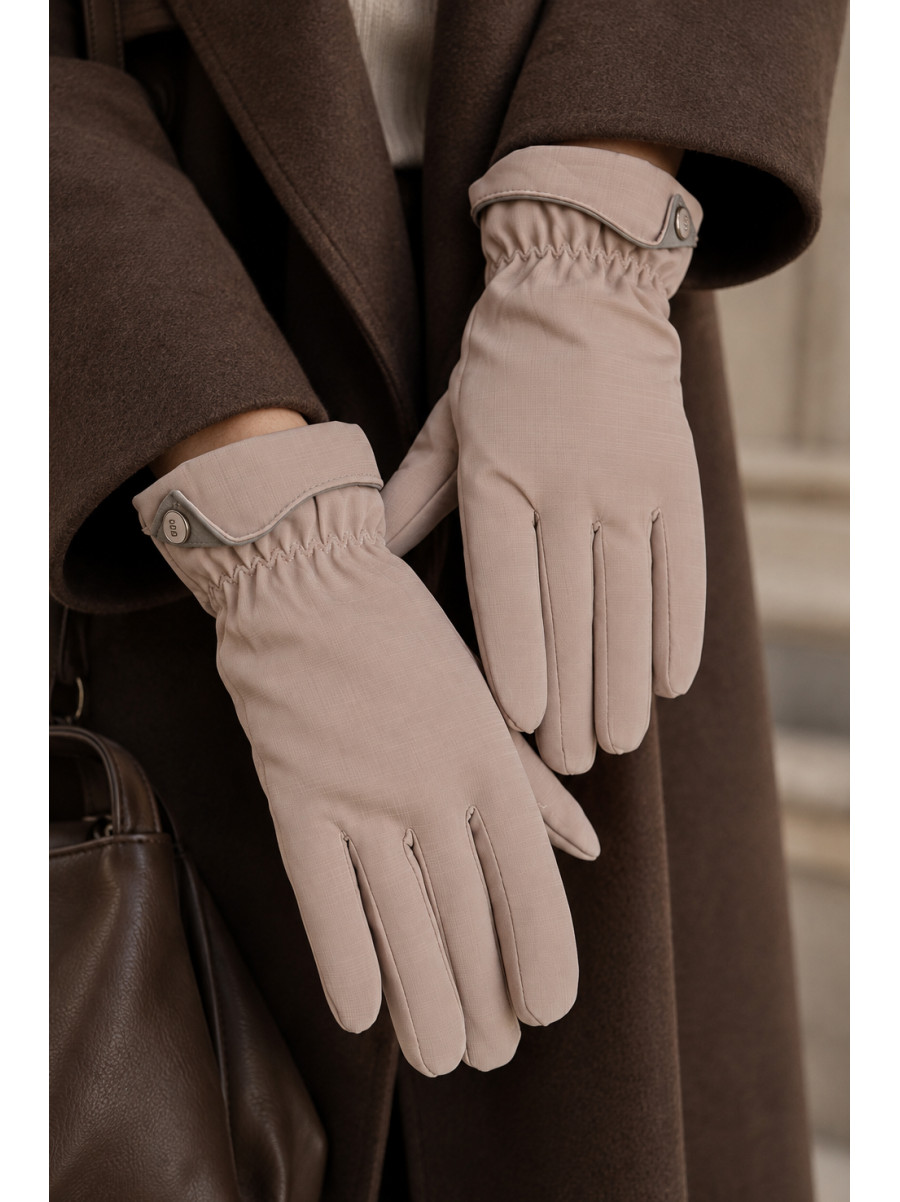 Рукавички жіночі на єврохутрі сенсорні бежевого кольору 202-2 218952C