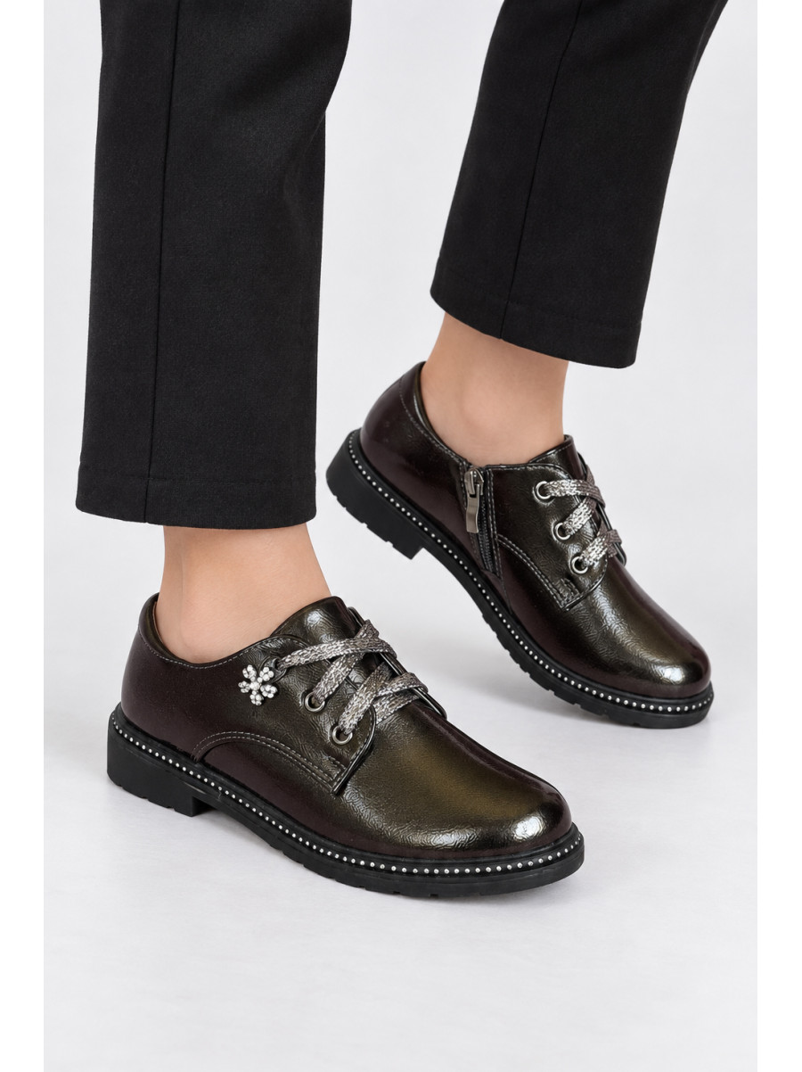 Туфлі дитячі для дівчинки темно-сірого кольору 5995-3 219015C