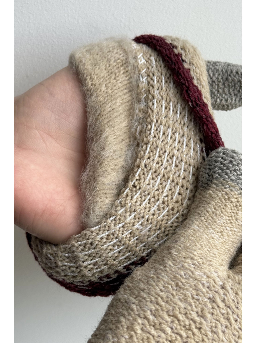 Перчатки подростковые вязаные сенсорные бежевого цвета W-20 219059C
