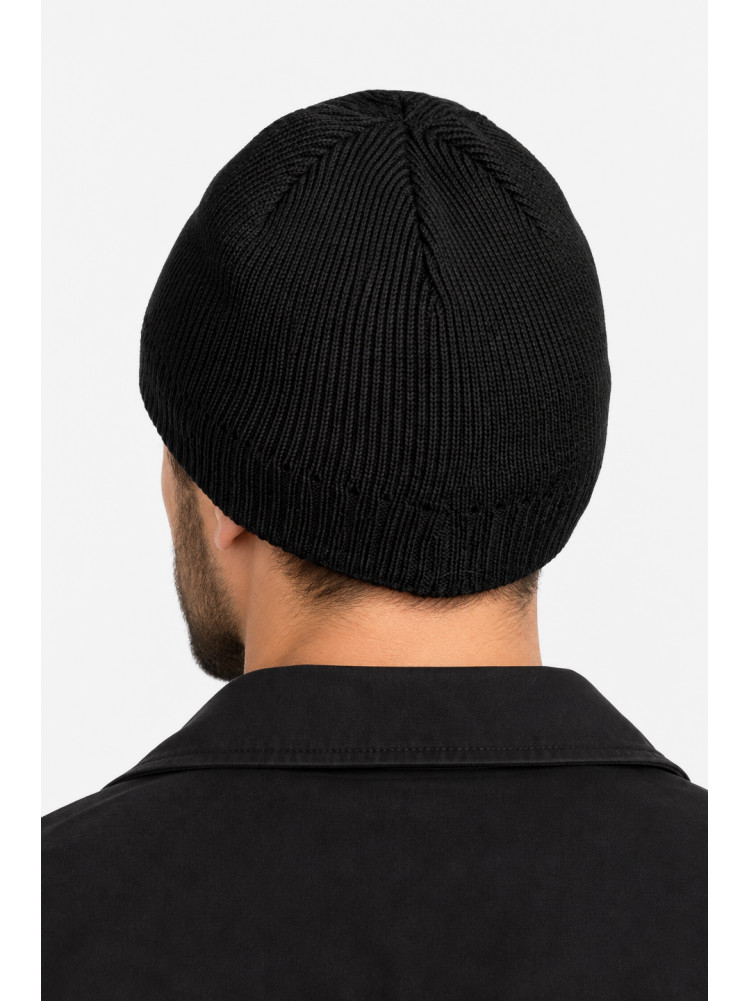 Шапка мужская на флисе черного цвета 219574C